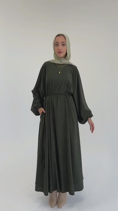 Folloria Dress In Olive-Green